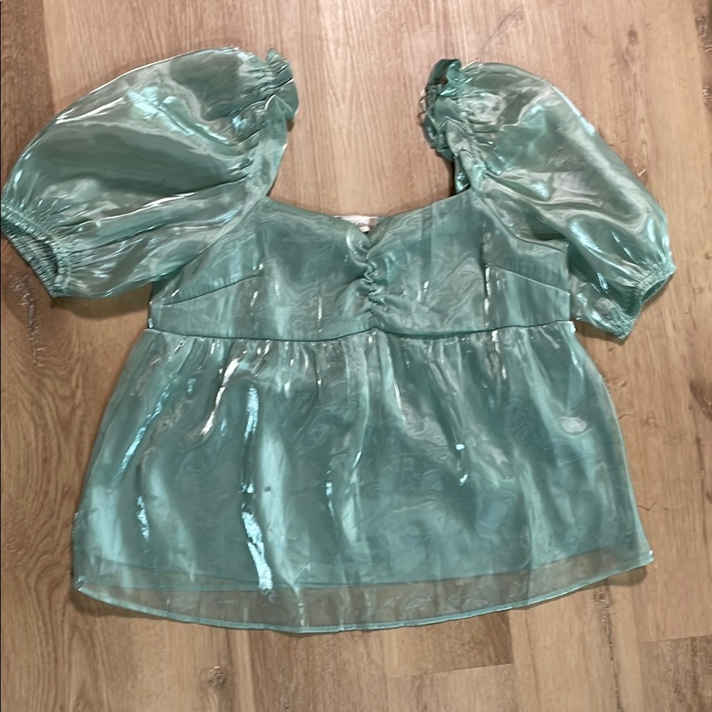 Altar'd State Metallic Green Blouse size large
